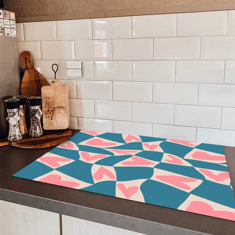 Blauw - Vlakken - Patroon - Hartjes Inductie beschermer vinyl 3mm klein 276 -sfeer3