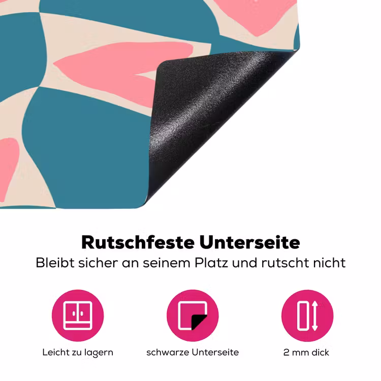 Blauw - Vlakken - Patroon - Hartjes Inductie beschermer vinyl 3mm klein 276 -zzzzzzz-lf-onderkant