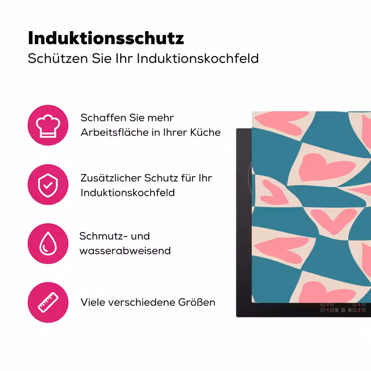 Blauw - Vlakken - Patroon - Hartjes Inductie beschermer vinyl 3mm klein 276 -zzzzzzz-lf-ups
