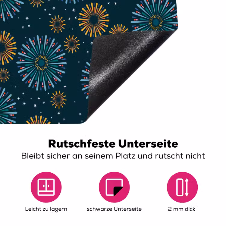 Retro - Disco - Vuurwerk - 70s - Multi Inductie beschermer vinyl 3mm klein 276 -zzzzzzz-lf-onderkant