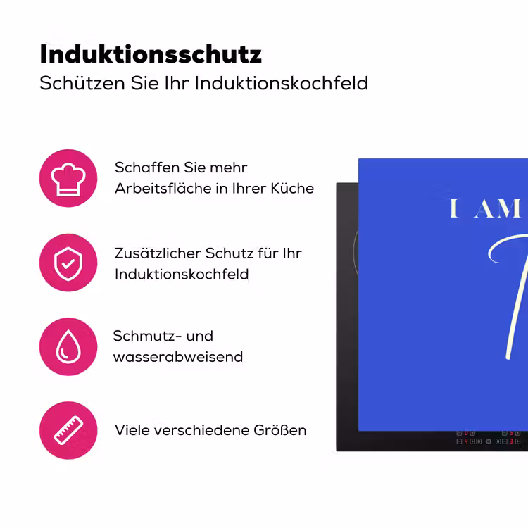 Blauw - I am that woman - Sierlijk - Minimalistisch Inductie beschermer vinyl 3mm klein -zzzzzzz-lf-ups