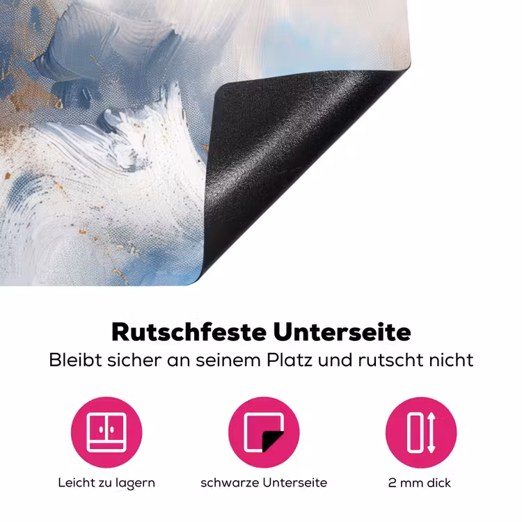 Blauw - Modern - Marmer - Abstract - Goud Inductie beschermer vinyl 3mm klein -zzzzzzz-lf-onderkant
