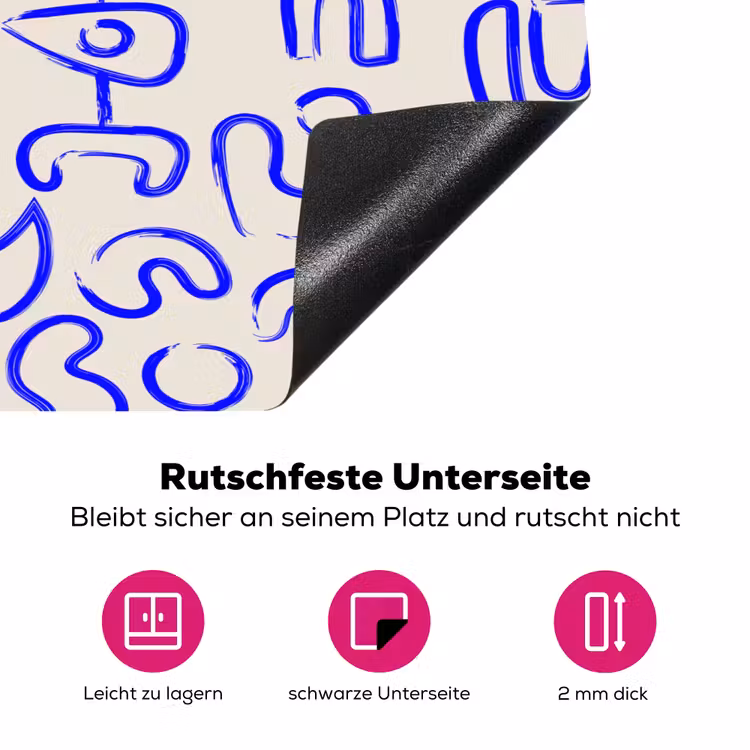Blauw - Patroon - Abstract - Beige Inductie beschermer vinyl 3mm klein 276 -zzzzzzz-lf-onderkant