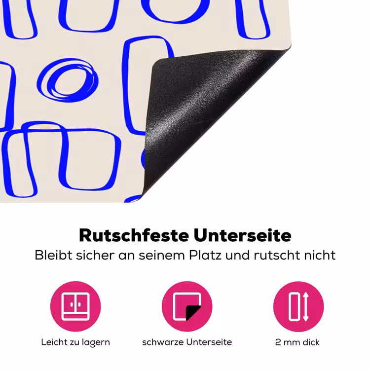 Blauw - Patroon - Beige - Abstract Inductie beschermer vinyl 3mm klein 276 -zzzzzzz-lf-onderkant