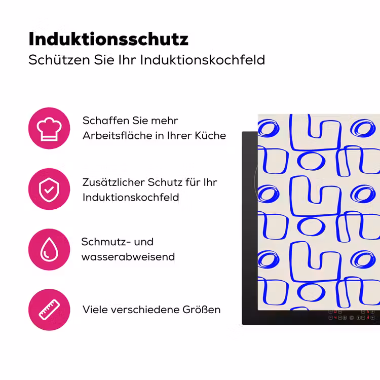 Blauw - Patroon - Beige - Abstract Inductie beschermer vinyl 3mm klein 276 -zzzzzzz-lf-ups