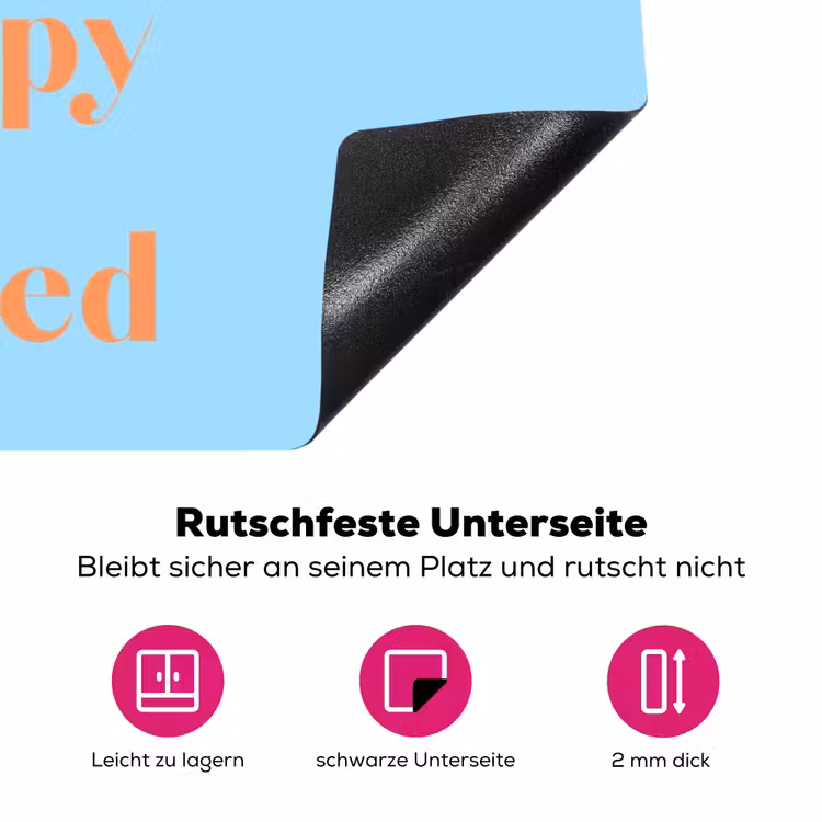 Blauw - Oranje - Just want to be happy & naked Inductie beschermer vinyl 3mm klein -zzzzzzz-lf-onderkant