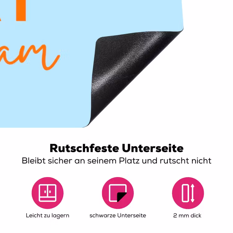 Blauw - Oranje - Tekst Inductie beschermer vinyl 3mm klein -zzzzzzz-lf-onderkant