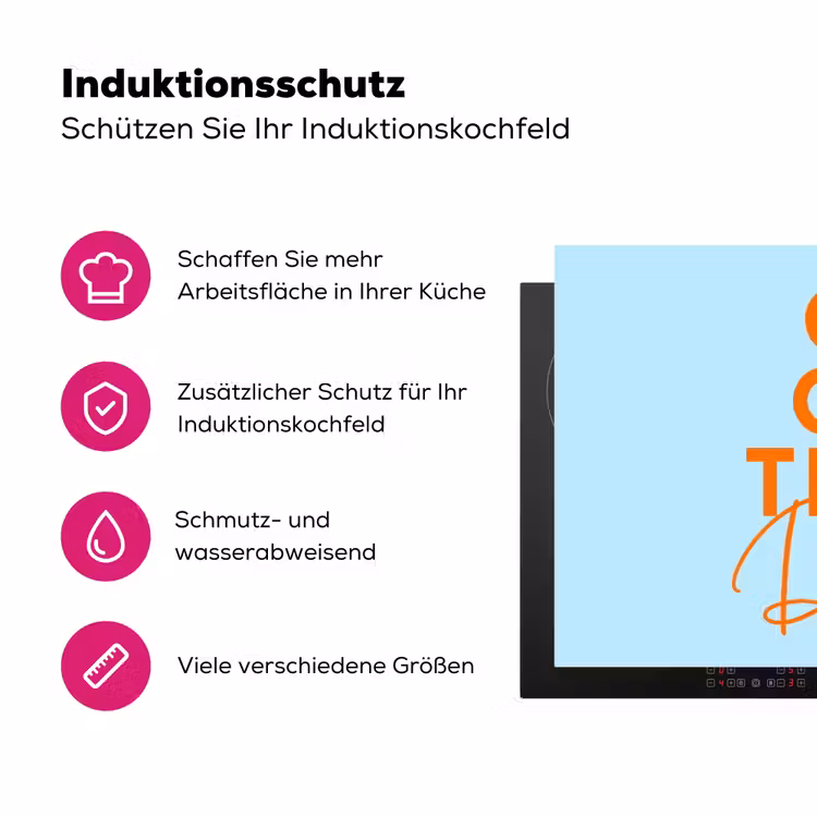 Blauw - Oranje - Tekst Inductie beschermer vinyl 3mm klein -zzzzzzz-lf-ups