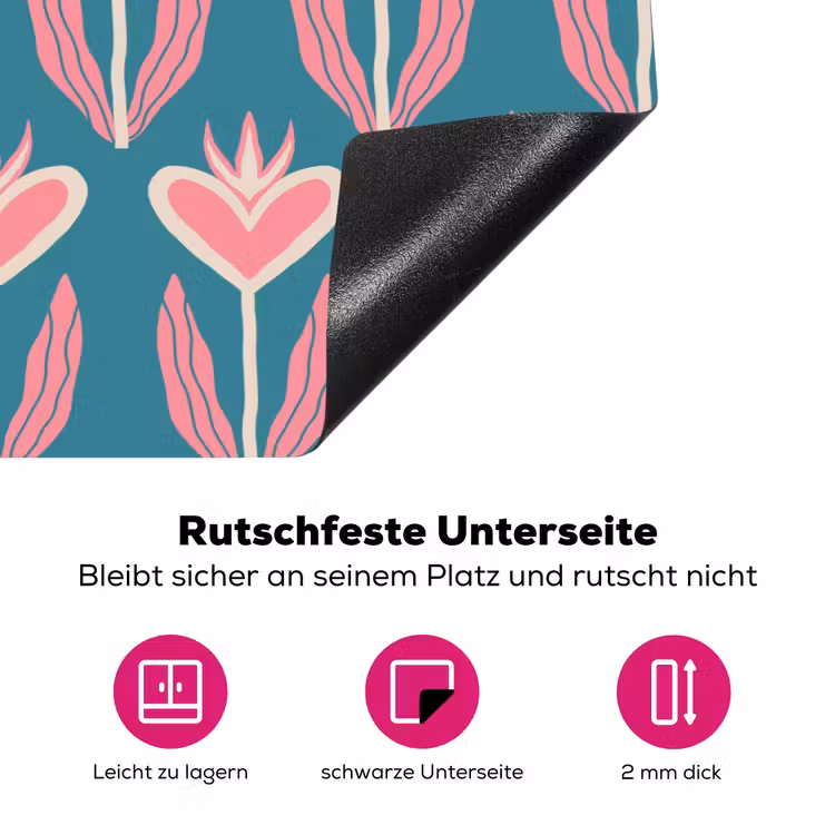 Blauw - Retro - Patroon - Hartjes Inductie beschermer vinyl 3mm klein 276 -zzzzzzz-lf-onderkant