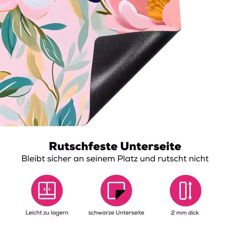 Blauw - Roze - Bloemen Inductie beschermer vinyl 3mm klein -zzzzzzz-lf-onderkant
