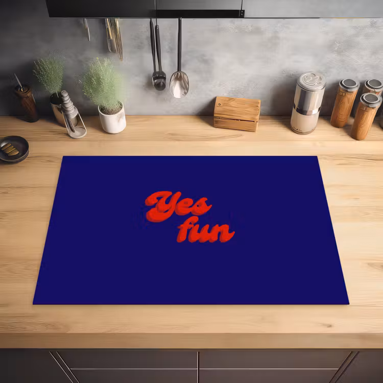 Blauw - Rood - Yes fun - 3D Inductie beschermer vinyl 3mm klein -sfeer5