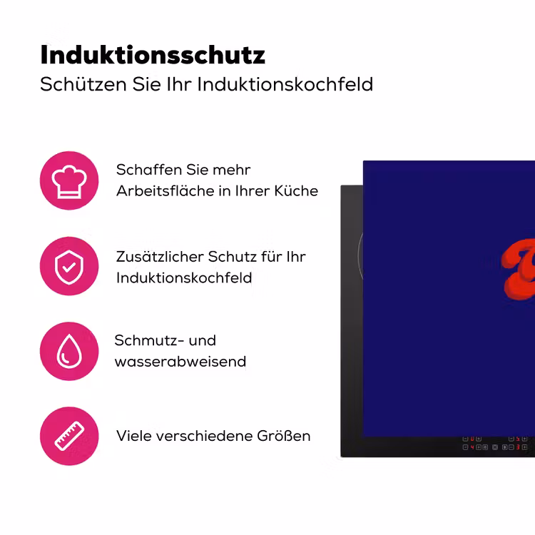 Blauw - Rood - Yes fun - 3D Inductie beschermer vinyl 3mm klein -zzzzzzz-lf-ups