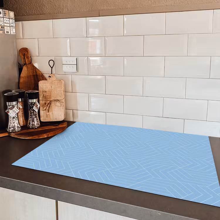 Blauw - Wit - Lijnen - Patroon Inductie beschermer vinyl 3mm klein 276 -sfeer3