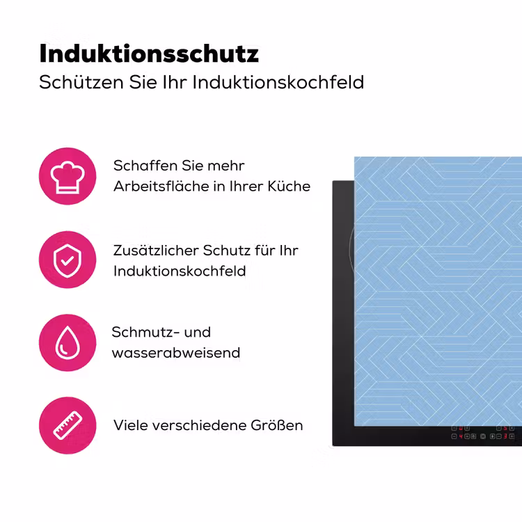 Blauw - Wit - Lijnen - Patroon Inductie beschermer vinyl 3mm klein 276 -zzzzzzz-lf-ups