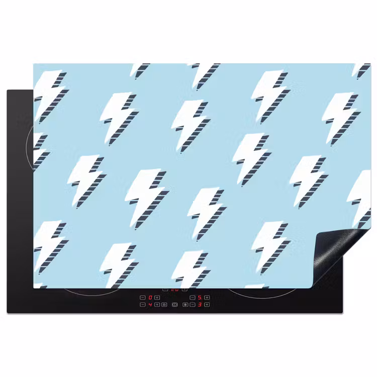 Blauw - Wit - Patroon - Bliksem Inductie beschermer vinyl 3mm klein 276 -3d