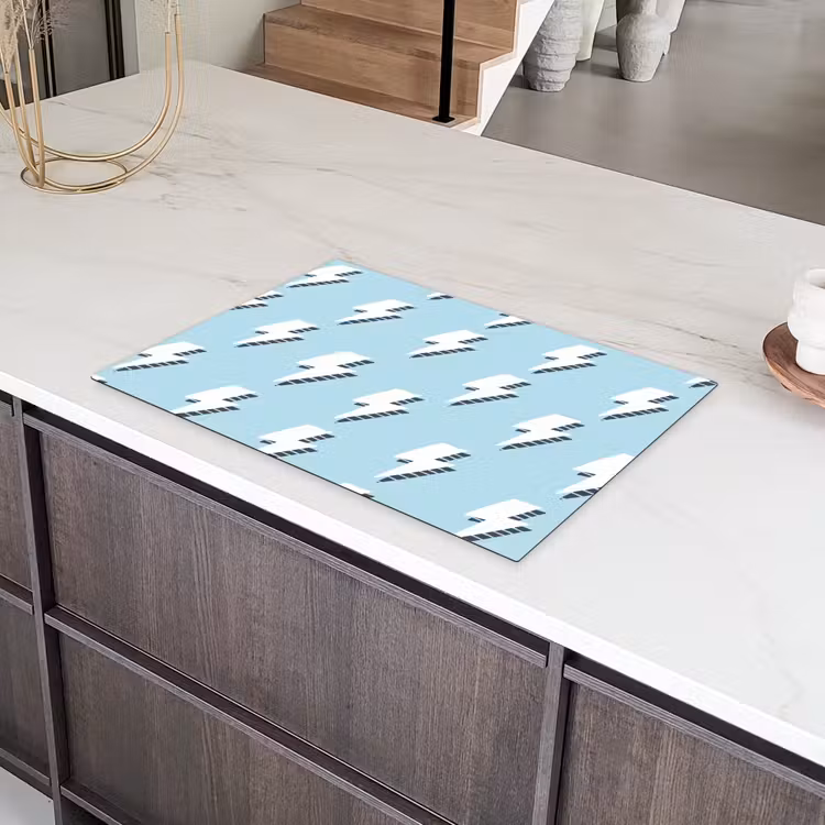 Blauw - Wit - Patroon - Bliksem Inductie beschermer vinyl 3mm klein 276 -sfeer8