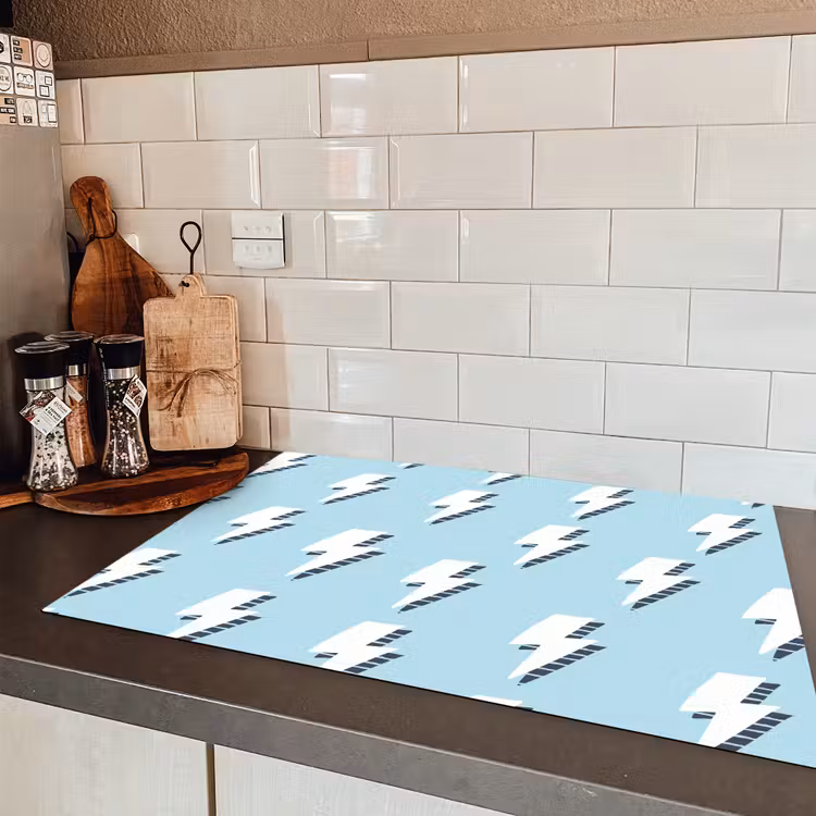 Blauw - Wit - Patroon - Bliksem Inductie beschermer vinyl 3mm klein 276 -sfeer3