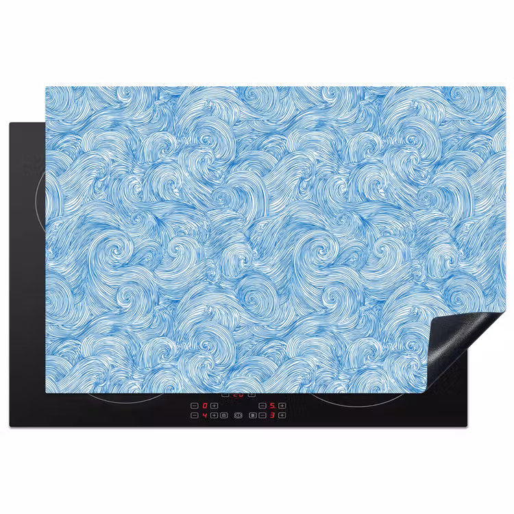 Blauw - Wit - Spiraal - Golven - Lijnen Inductie beschermer vinyl 3mm klein 276 -3d