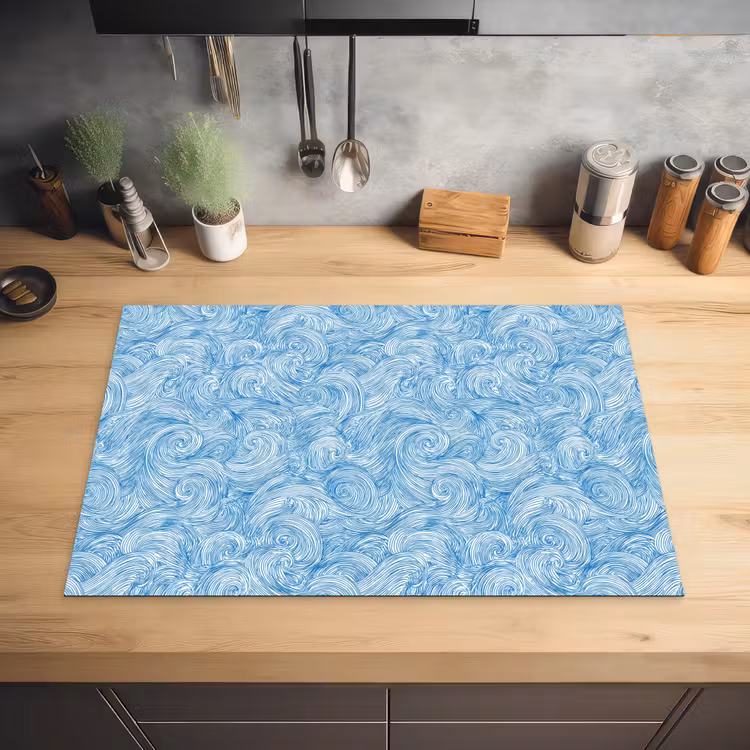 Blauw - Wit - Spiraal - Golven - Lijnen Inductie beschermer vinyl 3mm klein 276 -sfeer5