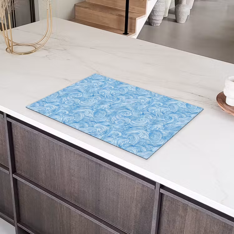 Blauw - Wit - Spiraal - Golven - Lijnen Inductie beschermer vinyl 3mm klein 276 -sfeer8