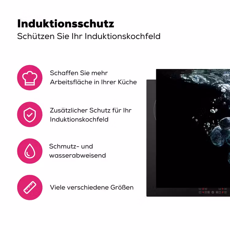 Blauwe bessen - Fruit - bes - Stilleven - Water - Zwart Inductie beschermer vinyl 3mm klein -zzzzzzz-lf-ups