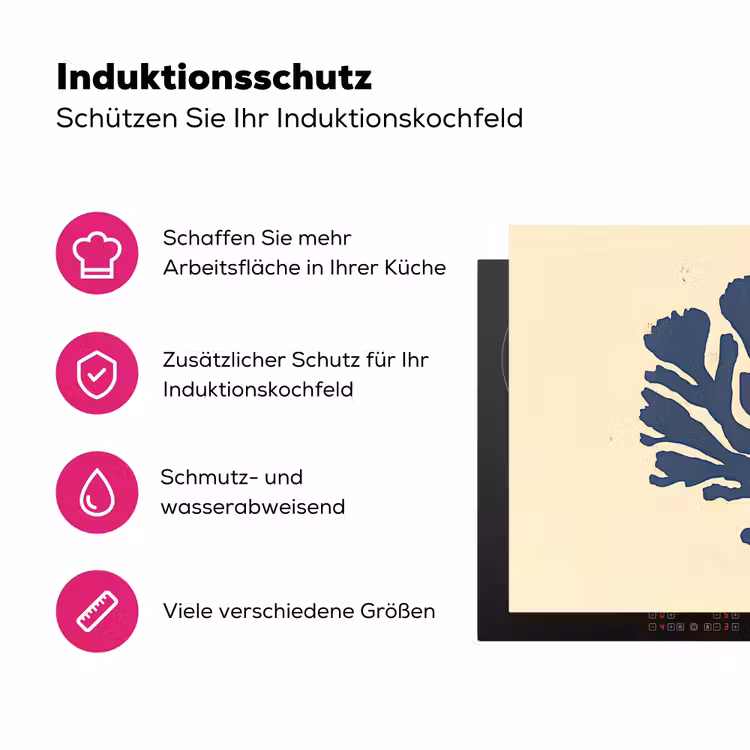 Blauw koraal - Vertakkingen - Beige Inductie beschermer vinyl 3mm klein -zzzzzzz-lf-ups
