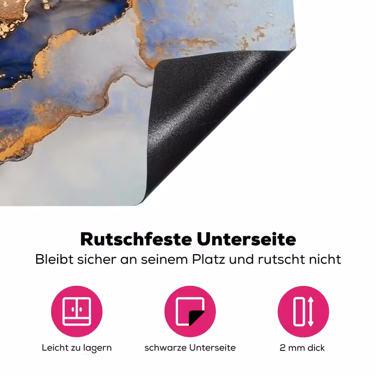 Blauwe Dromen en Gouden Aders Inductie beschermer vinyl 3mm klein -zzzzzzz-lf-onderkant