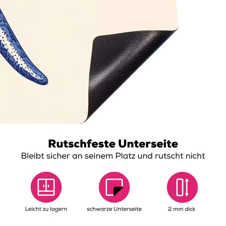 Blauwe zeester - Minimalistisch - Beige Inductie beschermer vinyl 3mm klein -zzzzzzz-lf-onderkant