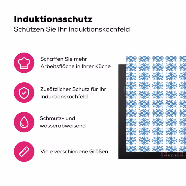 Zee - Sfeer - Blauw - Wit Inductie beschermer vinyl 3mm klein 276 -zzzzzzz-lf-ups