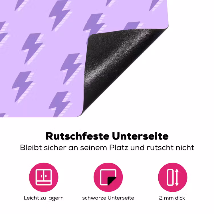 Bliksem - Paars - Lila Inductie beschermer vinyl 3mm klein 276 -zzzzzzz-lf-onderkant