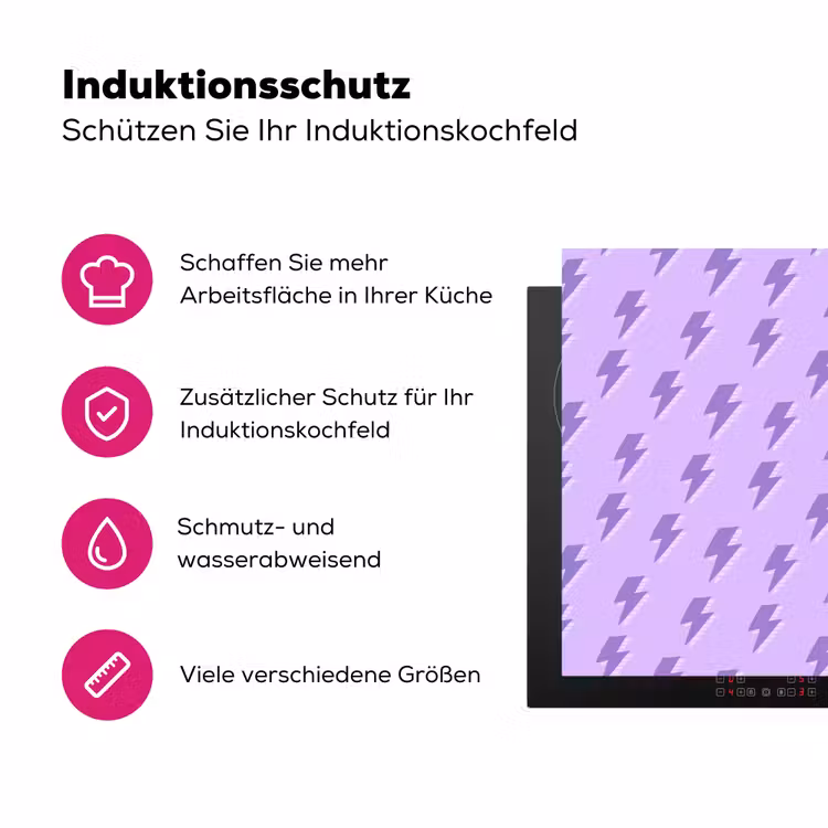 Bliksem - Paars - Lila Inductie beschermer vinyl 3mm klein 276 -zzzzzzz-lf-ups