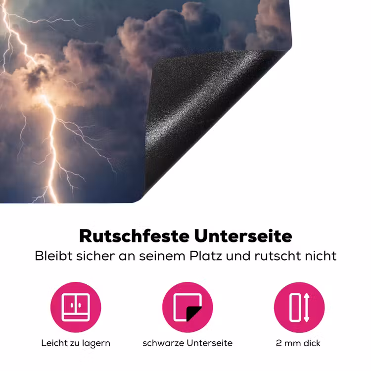 Bliksem - Storm - Natuur - Donker Inductie beschermer vinyl 3mm klein -zzzzzzz-lf-onderkant