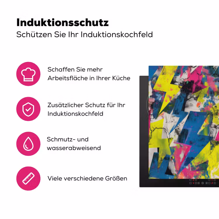 Bliksemschichten - Patroon - Marmer - Kleuren Inductie beschermer vinyl 3mm klein -zzzzzzz-lf-ups