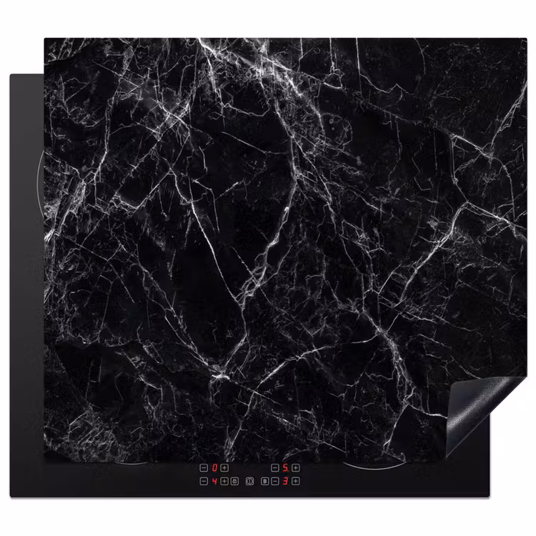 Bliksemschicht door Zwart Marmer Inductie beschermer vinyl 3mm middel -3d