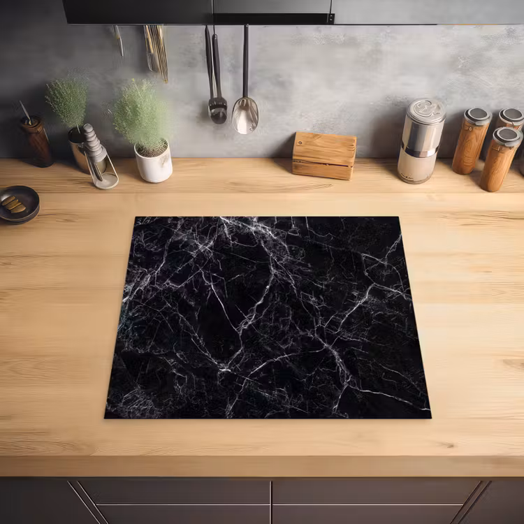 Bliksemschicht door Zwart Marmer Inductie beschermer vinyl 3mm middel -sfeer5