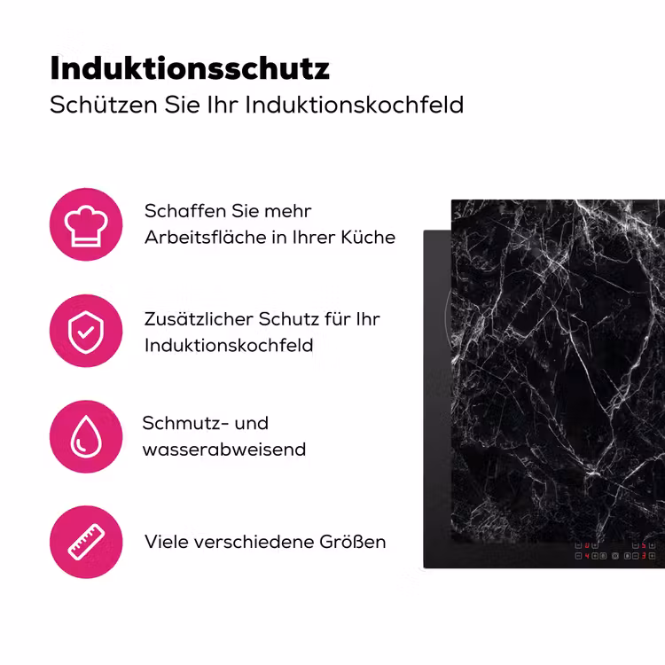 Bliksemschicht door Zwart Marmer Inductie beschermer vinyl 3mm middel -zzzzzzz-lf-ups
