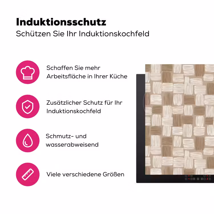Blok - Patroon - Bruin Inductie beschermer vinyl 3mm klein 276 -zzzzzzz-lf-ups