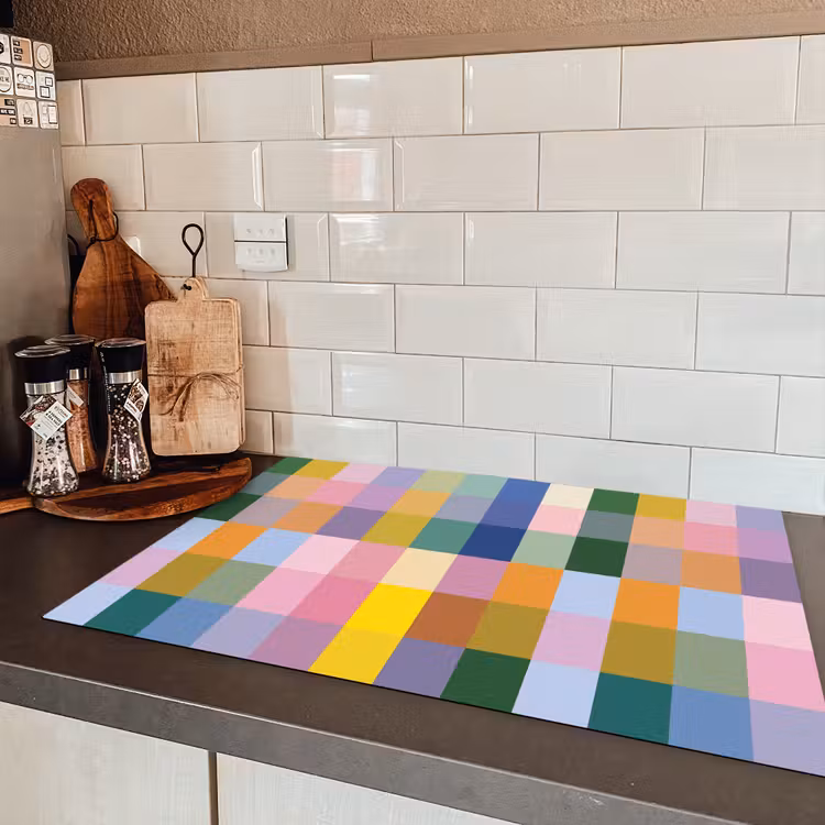 Blokken - Vierkant - Patroon - Gekleurd Inductie beschermer vinyl 3mm klein -sfeer3