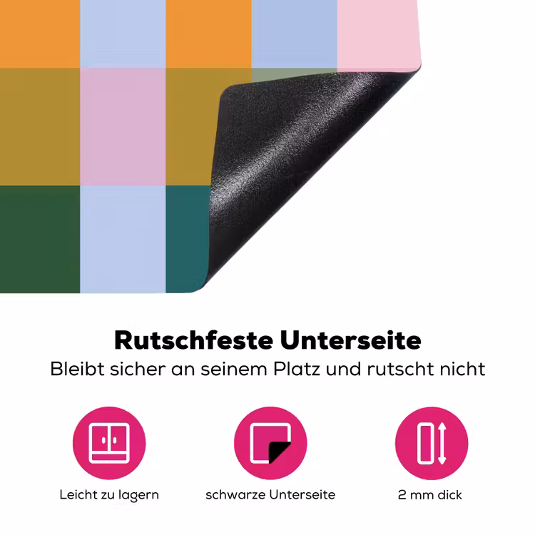 Blokken - Vierkant - Patroon - Gekleurd Inductie beschermer vinyl 3mm klein -zzzzzzz-lf-onderkant