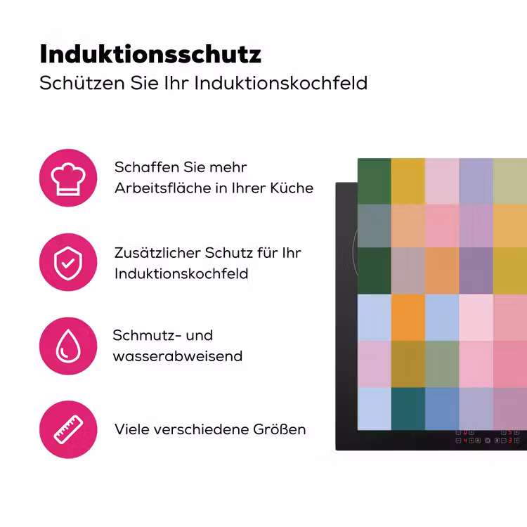 Blokken - Vierkant - Patroon - Gekleurd Inductie beschermer vinyl 3mm klein -zzzzzzz-lf-ups