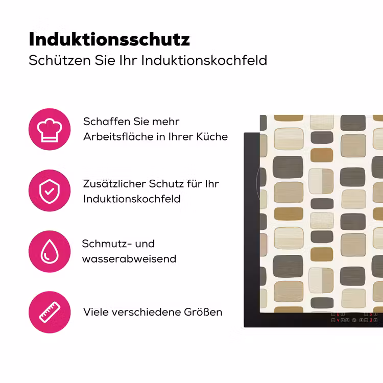 Blokken - Vintage - Grijs Inductie beschermer vinyl 3mm klein 276 -zzzzzzz-lf-ups