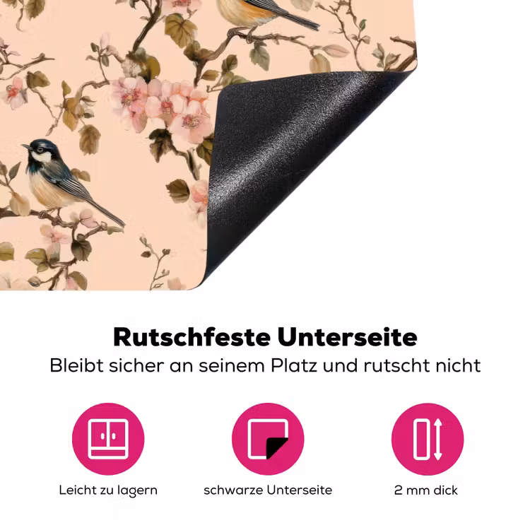 Bloesem - Koolmees - Roze Inductie beschermer vinyl 3mm klein 276 -zzzzzzz-lf-onderkant