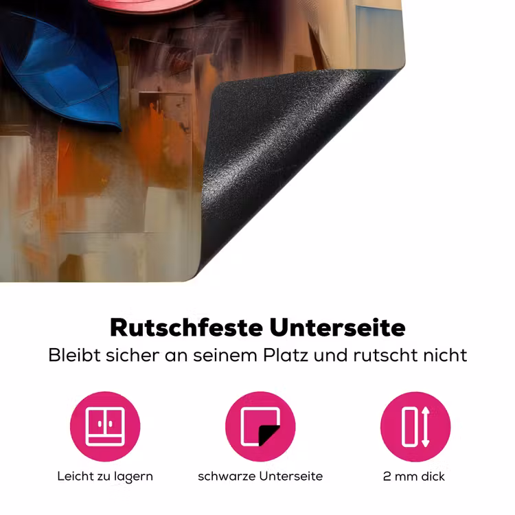 Bloem - Abstract - Kleurrijk - Bladeren Inductie beschermer vinyl 3mm klein -zzzzzzz-lf-onderkant
