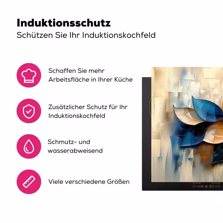 Bloem - Abstract - Kleurrijk - Bladeren Inductie beschermer vinyl 3mm klein -zzzzzzz-lf-ups