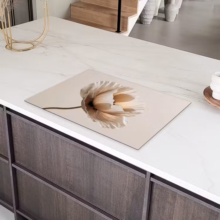 Bloem - Beige - Crème Inductie beschermer vinyl 3mm klein -sfeer8