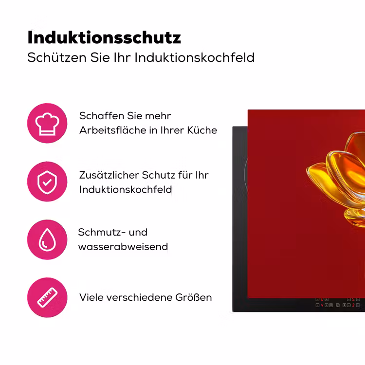 Bloem - Goud - Glazen Inductie beschermer vinyl 3mm klein -zzzzzzz-lf-ups