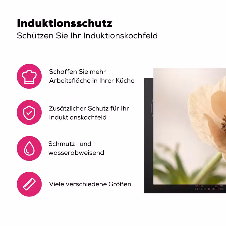 Bloem - Minimalistisch - Groen Inductie beschermer vinyl 3mm klein -zzzzzzz-lf-ups