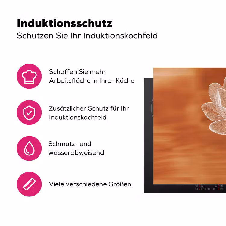Bloem - Minimalistisch - Wit Inductie beschermer vinyl 3mm klein -zzzzzzz-lf-ups