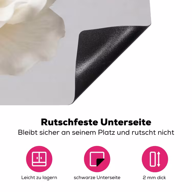 Bloem - Minimalistisch -Wit Inductie beschermer vinyl 3mm klein -zzzzzzz-lf-onderkant