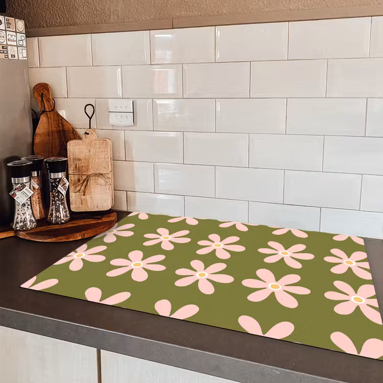 Bloem - Modern - Groen Inductie beschermer vinyl 3mm klein 276 -sfeer3